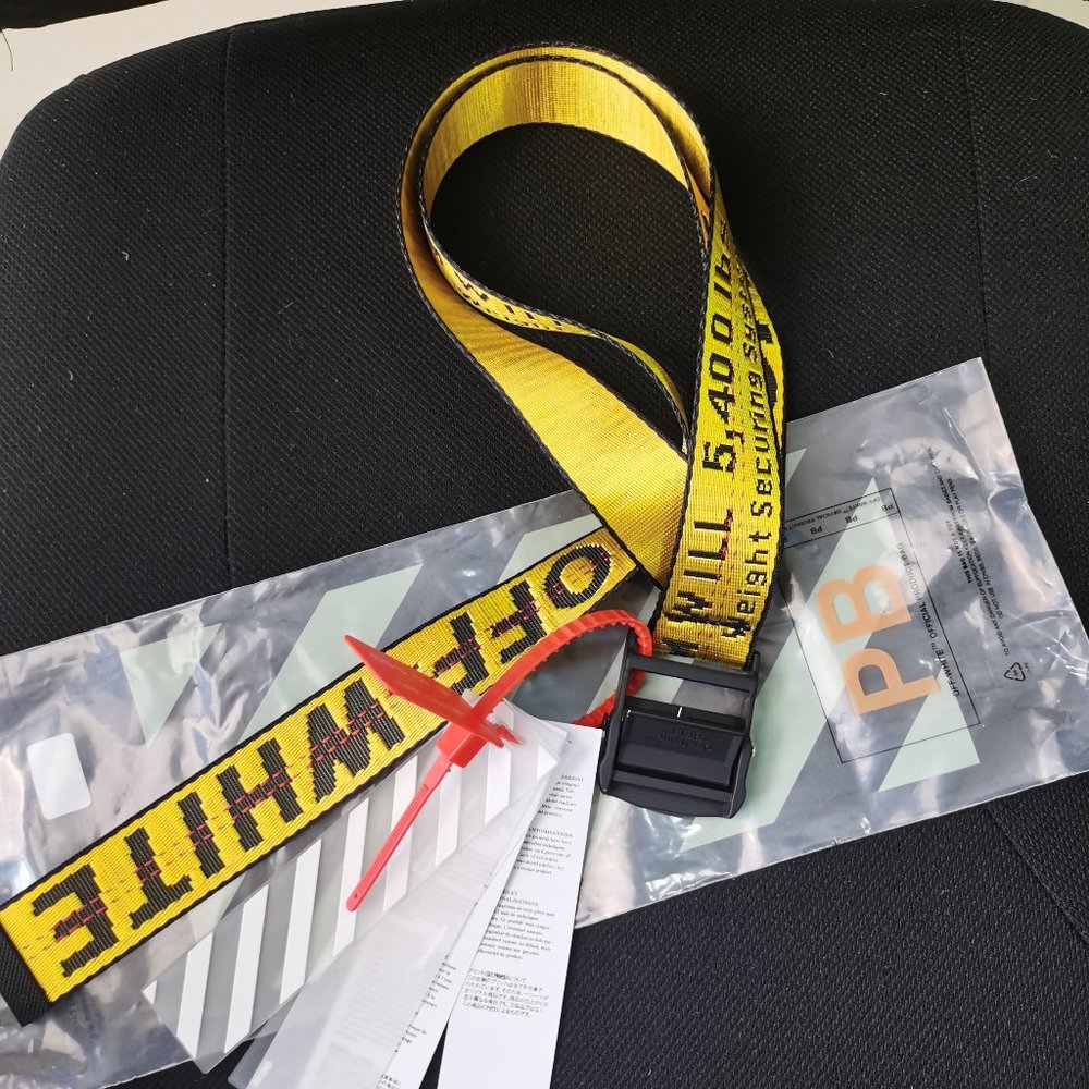Unisex Off-White Industrial Style Belt in yellow